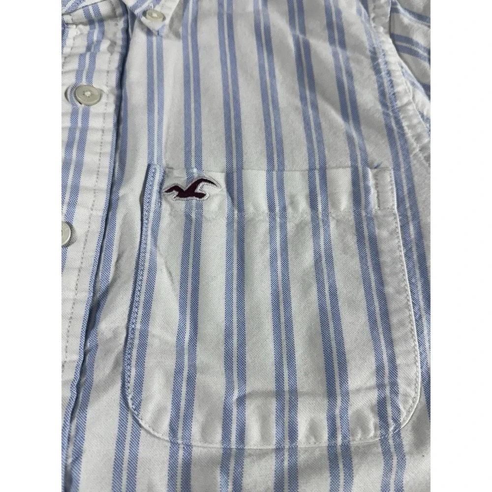 Hollister California Y2K Button Up Long Sleeve Collared Striped Shirt Mens SZ XL - Picture 2 of 7